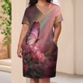 thumbnail image 4 of Womens Casual Dresses Pink Butterfly Blooms Sunlit Garden Short Sleeve Dress Summer Dresses for Women 2025, 4 of 6