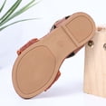 thumbnail image 6 of Brown Girls Kids Flat Sandals Non-Slip PU Faux Leather Open Toe Floral Pearl Hook & Loop Summer Dress Shoes,Size 2.5, 6 of 8