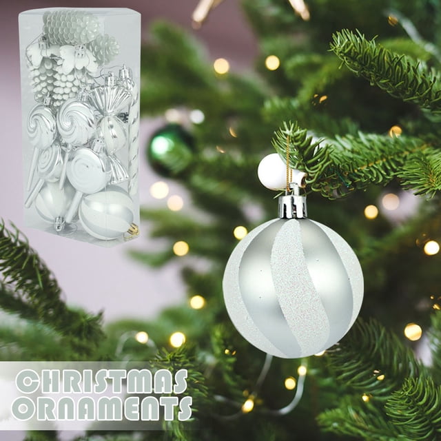 Juego de 6 Piezas de 15 Bolas Navideñas para Colgar En El Árbol de Navidad, Dulces y Regalos Navideños.