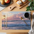thumbnail image 2 of Summer Beach Coastal Placemats Set of 12 Nautical Seaside Ocean Place Mats Indoor Wipeable Table Mats Washable Cloth Dining Table Placemats for Kitchen Holiday Party Home Decor 13x19 Inch, 2 of 9