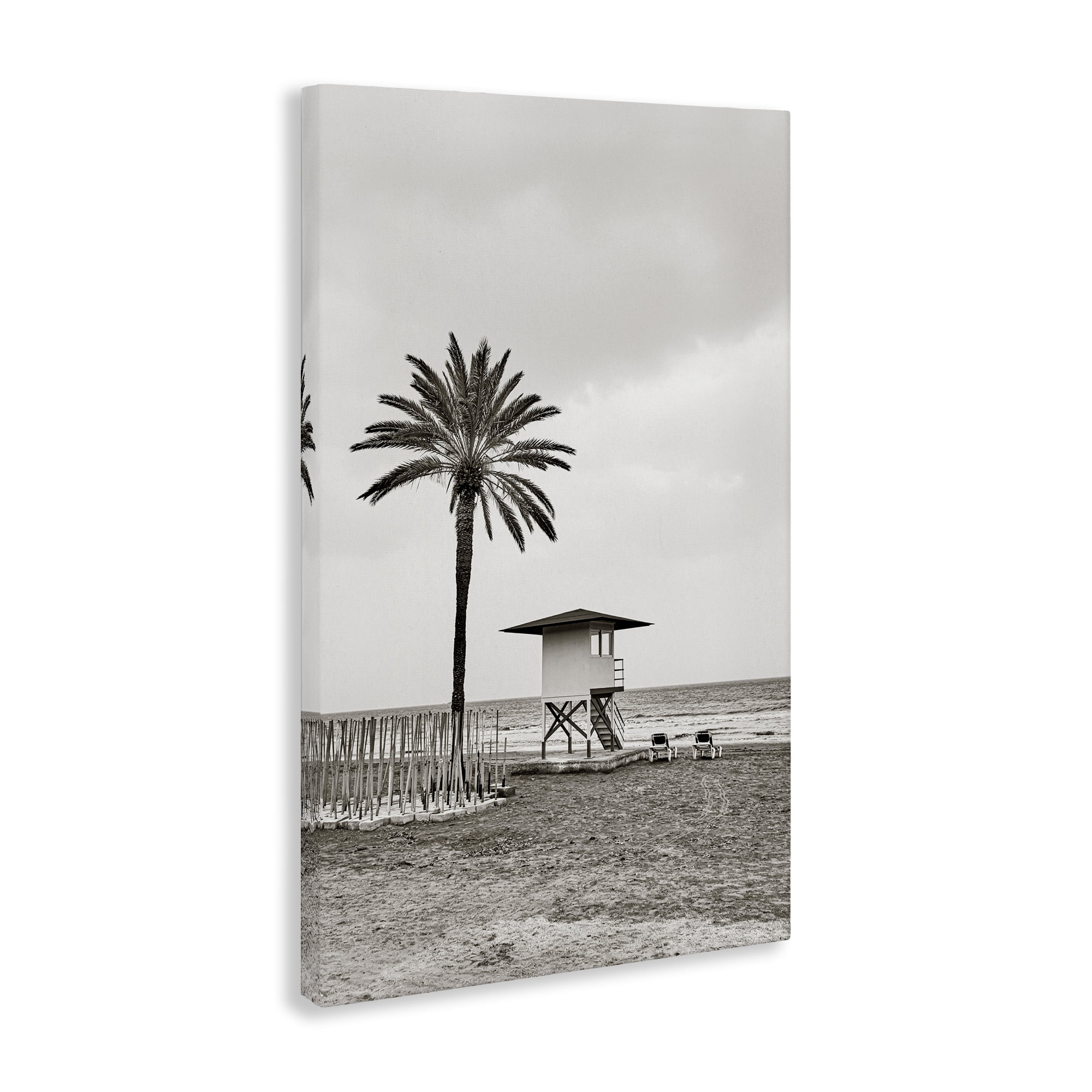 Stupell Industries Lifeguard Tower & Palm Landscape & Nature Photography Wrapped Canvas Art Print Wall Art, 20 x 30