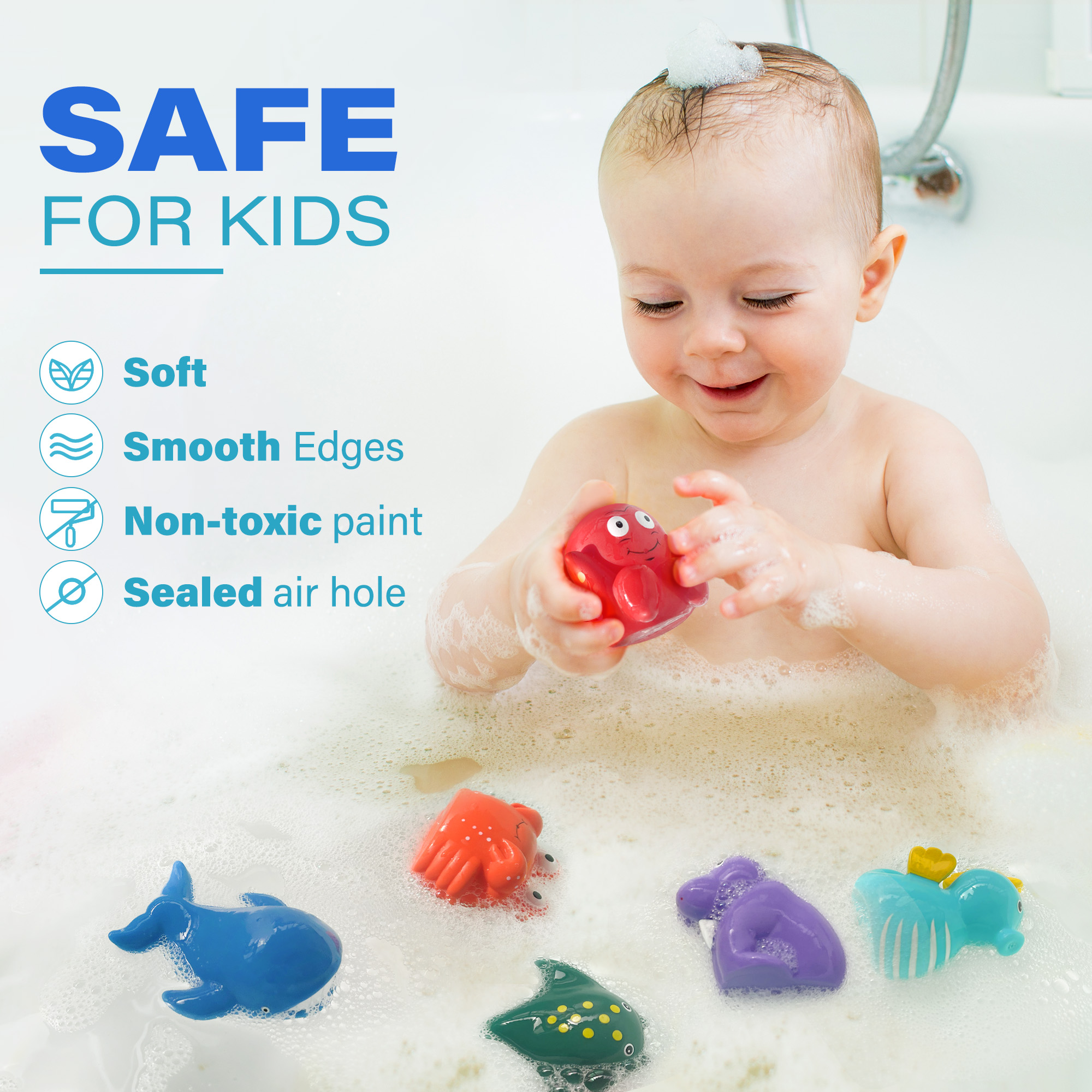 LotFancy No-Hole Bath Toys, 8-Piece Sea Animals photo 7