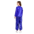 thumbnail image 2 of Zaldita Kids Boys Girls Shiny Metallic Jazz Hip Hop Dance Outfits Long Sleeve T-Shirts and Pants Performance Dancewear Royal Blue 13-14, 2 of 7