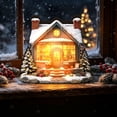 thumbnail image 4 of Lighted Christmas Village House, Wooden Holiday Figurine, Snow Covered Cottage Scene with Layered Architecture and Glowing Windows for Mantel, Painted Wood with LED Light with DetaiLED, 4 of 6