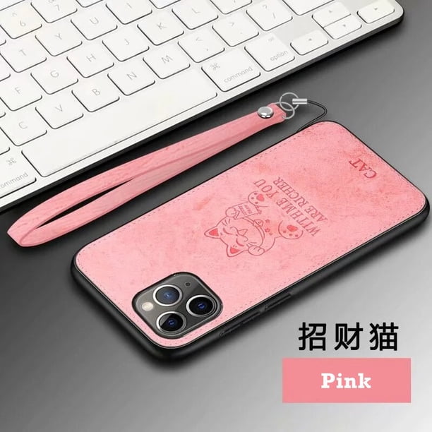 Funda de tela a la moda para iPhone XR X Xs Max 11 13 14 Pro Max 12 Mini SE 6 6s Plus 7 8 cubierta de hierro con imán incorporado ciervo gato Shell Tan Jianjun unisex