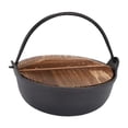 thumbnail image 2 of Olla para estofado de hierro fundido, olla caliente de hierro fundido con tapa de madera, cacerola para fuego, olla Shabu Shabu, olla colgante de, 2 of 9