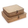 thumbnail image 1 of Juego de 2 cubos de almacenamiento DOKOT Flat Seagrass con tapa (S+L), color marrón, 1 of 7