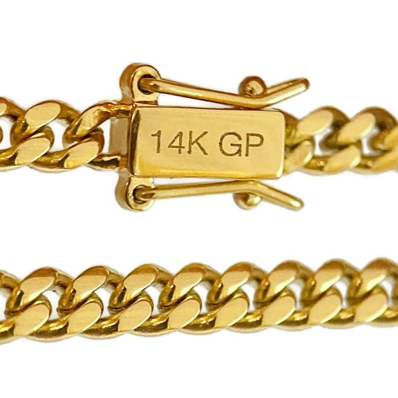 14k Gold Plated Over Stainless Steel Miami Cuban Link Chain 14K GP Necklace 4MM x 30" Inch