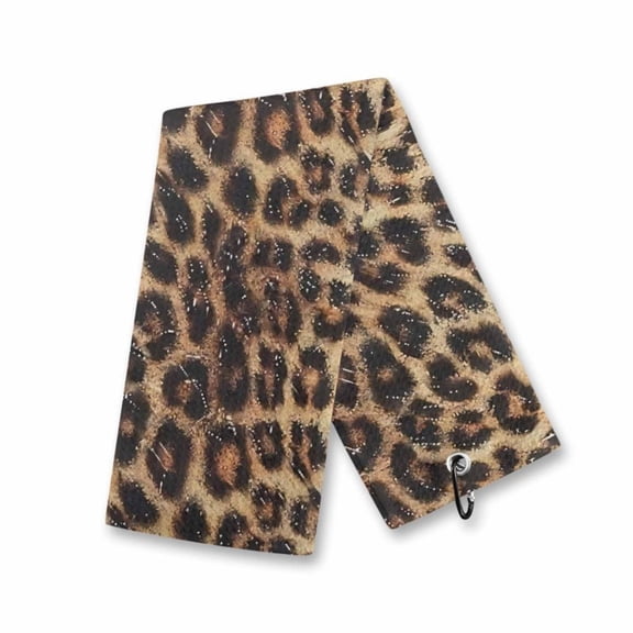 Microfiber Golf Towel with Carabiner Clip, 16×23.8in Absorbent Leopard Print Golf Club Cleaning Towel, Portable Sports Golf Bag Accessory