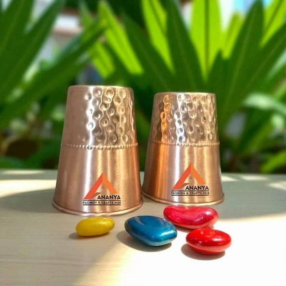 100% REAL Copper Water Drinking Glass Cup Tumbler Mug 300 ML Set of 2 Piece