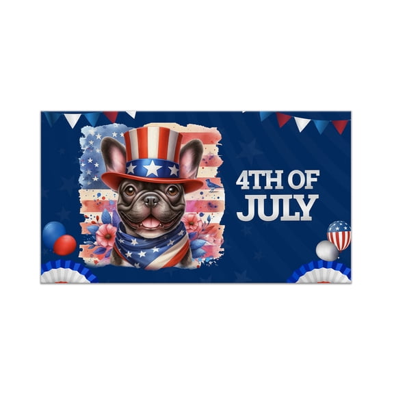 Patriotic French Bulldog Celebrates 4th of July Doormat Dog Lover Gifts Indoor Outdoor Welcome Mat - 02009