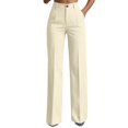 thumbnail image 2 of Tumotour Business Pant for Women Button High Waisted Wide-Leg Pants Office Work Trousers with Pocket Dress Pants, 2 of 10