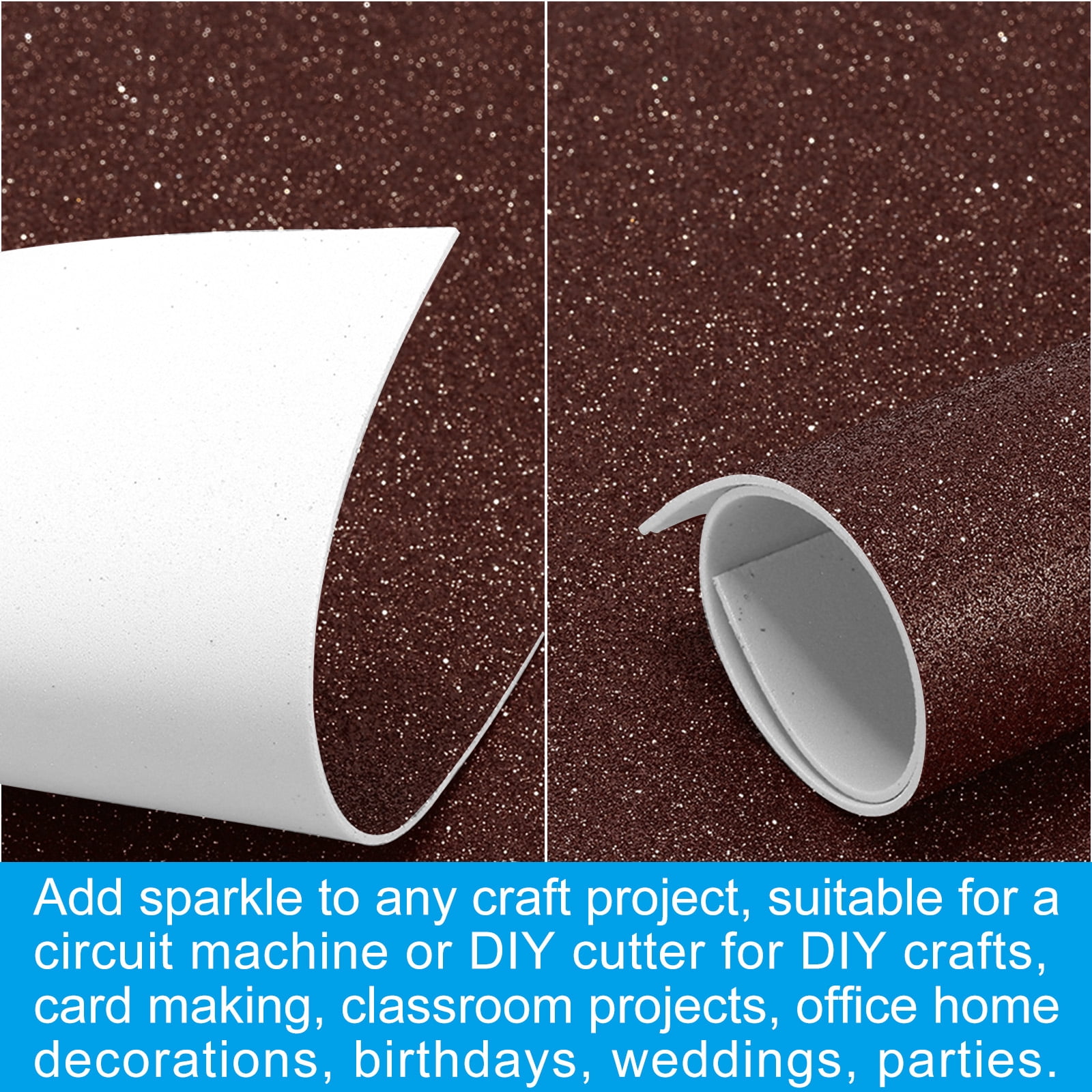 Uxcell 2mm(1/10") Thick Adhesive Glitter Foam Sheet 16x24inch(40x60cm) Coffee, EVA Shiny Foam Board for Craft, 6 Pcs