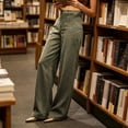 thumbnail image 5 of Ruimatai Womens Wide Leg Corduroy Pants High Waist Button Pocket Stretch Retro Casual Trousers, 5 of 9