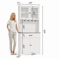 thumbnail image 2 of Aiho Kitchen Pantry Cabinet with Countertop Kitchen Hutch Storage Cabinet 71" Tall Pantry Coffee Bar with Storage, Modern Kitchen Hutch with Microwave Stand for Dining Room, Kitchen - White+Retro, 2 of 7