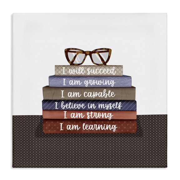 Stupell Industries Art Deco Motivational Self Esteem Books Canvas Art, 30 x 30, by Saba Rauf