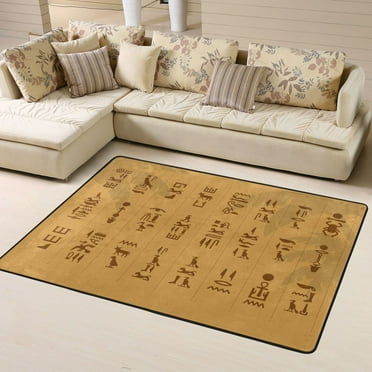 DouZhe Egypt Anubis Egyptian Hieroglyphics Pattern Area Rugs Non-Slip Machine Washable Floor Mat, Style Carpet Doormat, 63x48 inches
