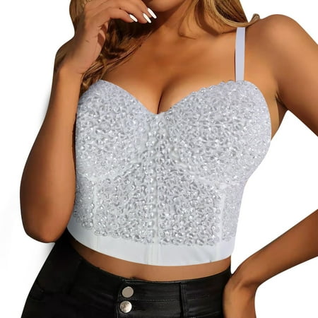 

wofedyo tube tops for women Sling GlBeads Wrapped Chest Music Festial Women s Dress Stage Performance Clothes Umbilical Bandeau bras for women