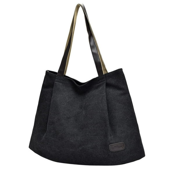 Bolso Grande de Mujer de Lona Reutilizable Bolsa de Tote Hombro Bandolera Ocasional Regalo Cumpleaños para Mujer Chica Negro Soledad Totalizador de la lona de las mujeres
