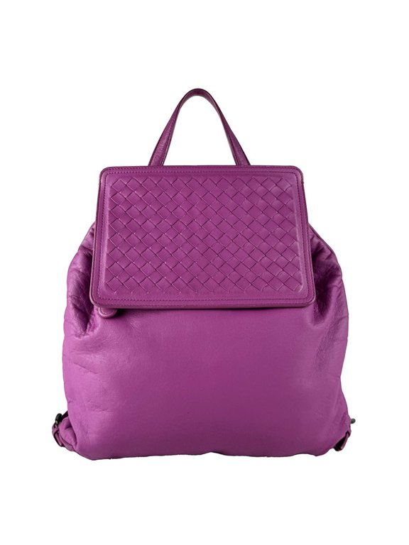 Pre-Owned Bottega Veneta backpack, Intrecciato leather, purple, women's, z10825