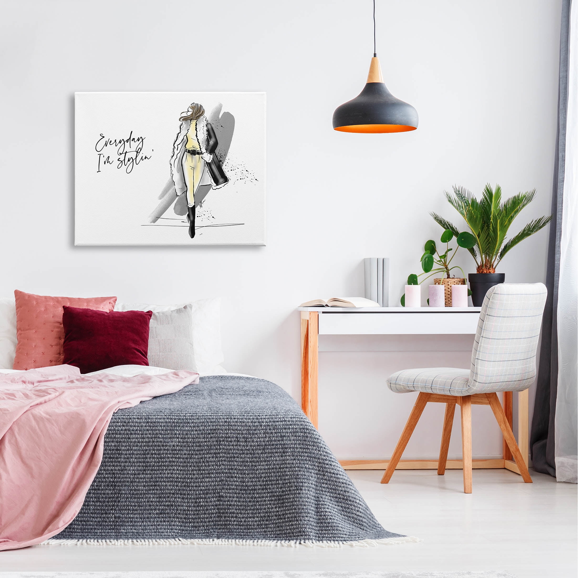 Stupell Industries Every Day I'm Stylin' Fashion Graphic Art Gallery Wrapped Canvas Print Wall Art, Design by Alison Petrie
