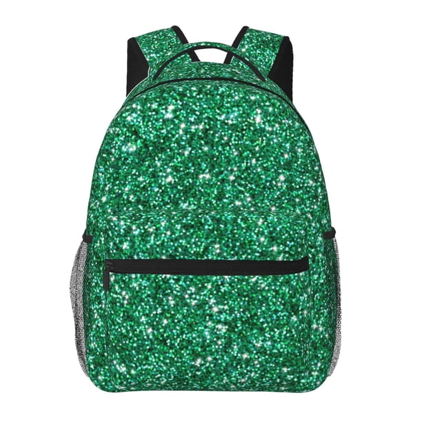 Easygdp Green Glitter Mochila Ergonómica Versátil para Laptop - Múltiples Bolsillos, Correas Ajustables, Unisex para Escuela, Viajes y Actividades al Aire Libre-One Size