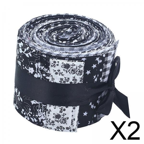 2 X 20 Piezas De 2,4 Pulgadas De Rollo De Gelatina Floral De Algodón Para Manualidades, Enrollable Para Coser, Bricolaje, Negro