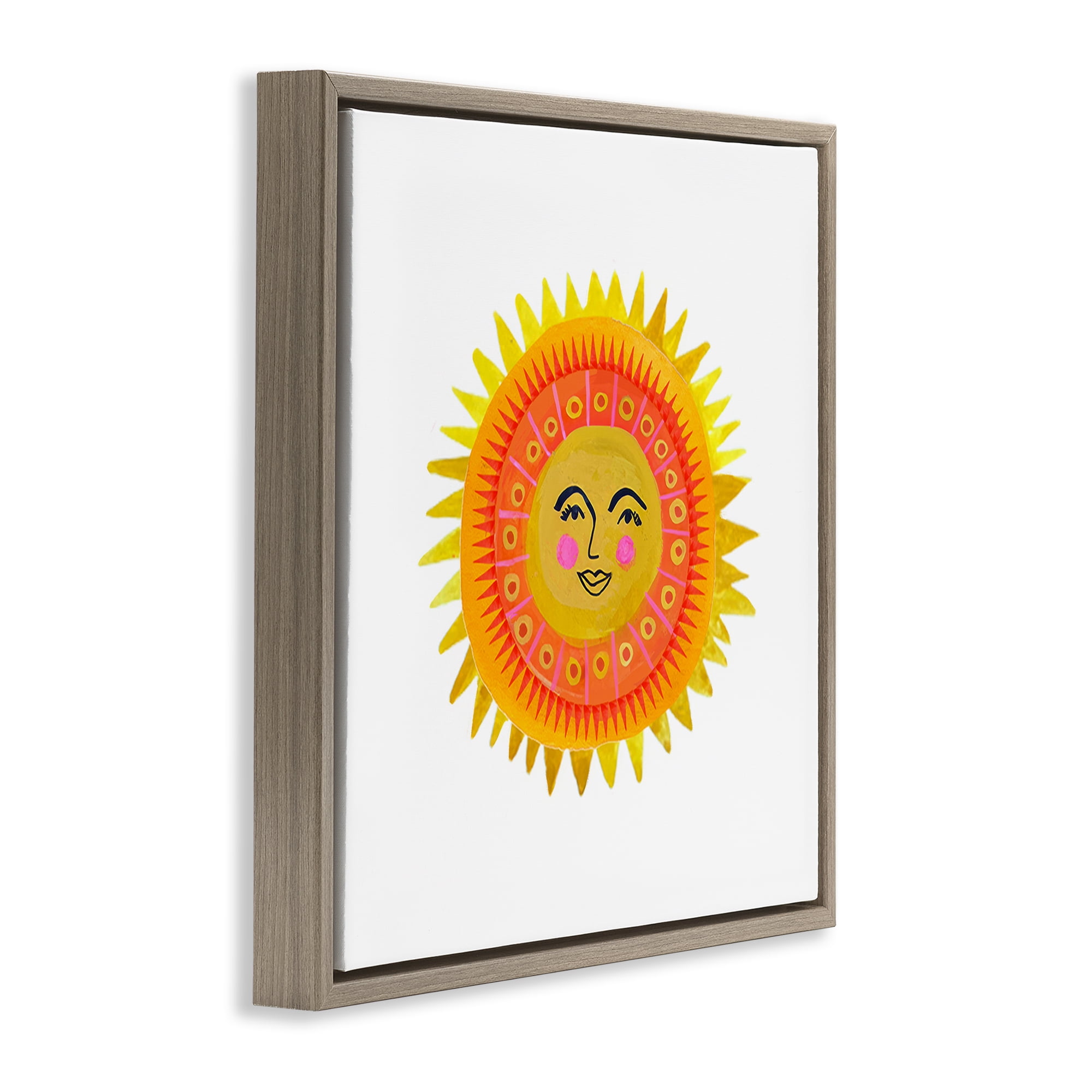 Stupell Industries Eccentric Bohemian Sun Brown Framed Floater Canvas Wall Art, design by Katherine Herrell Studio