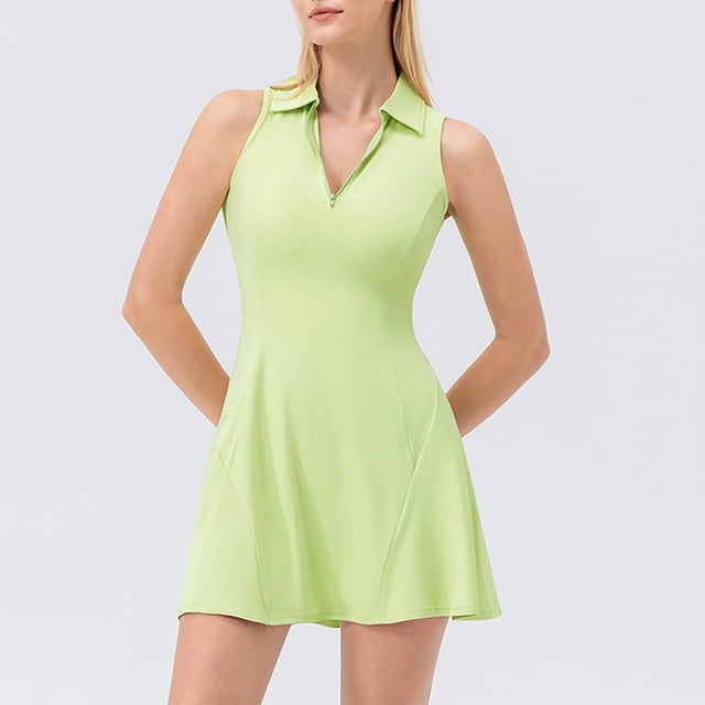 Amzcrzy Robe de Tennis pour Femmes Entraînement Active Robes Athlétiques pour Femmes Entraînement Golf Robe d'Été avec Poches P-2TG