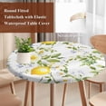 thumbnail image 5 of Round Table Cover 45-54 Inch Summer Lemon Waterproof Reusable Table Cloth Round Fitted Vinyl Tablecloth with Elastic Edged for Parties Outdoors, Watercolor Yellow Spring Floral Botanical, 5 of 9