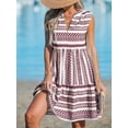 thumbnail image 4 of Cupshe Women's V Neck Beach Dress Ruffle A Line Geometric Pattern Striped Mini Summer Dresses, Size XS-XXL, 4 of 4