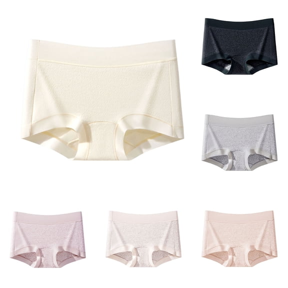 WRKEKC Womens Underwear Mid Rise High Elastic Breathable Seamless Safety Shorts Butt Lifting Triangle Panties Cotton Gusset
