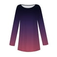 thumbnail image 5 of Womens Tops Women's Casual Plus SizeLong Sleeved Round Neck Gradient Printing T-shirt Top Pullover Shirts for Women Kagetolytai Dark Purple L, 5 of 5