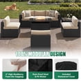 thumbnail image 4 of LazySunsets 8-Piece Outdoor Patio Furniture Set with Fire Pit Table, Wicker Rattan Sectional Sofa Conversation Sets, Beige, 4 of 10