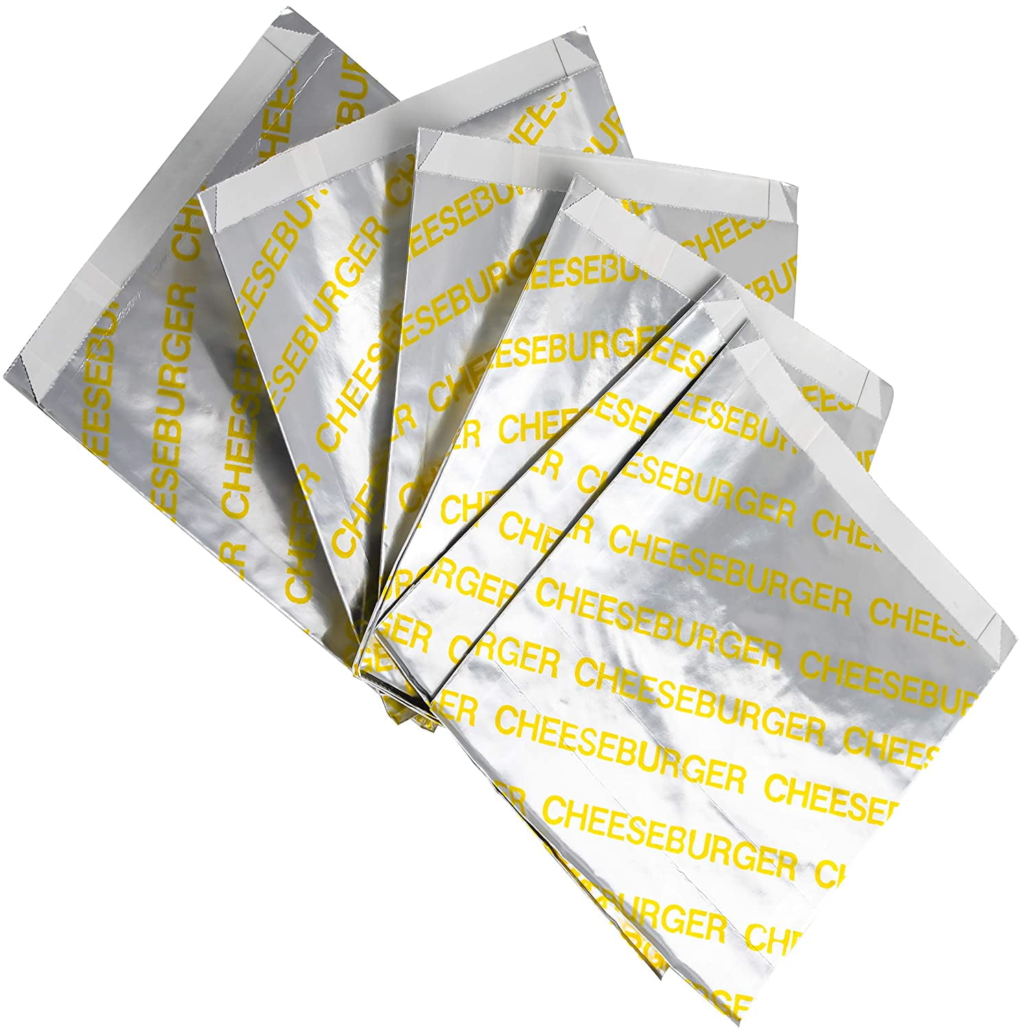Avant Grub 6' Water-Resistant Foil Cheeseburger Wrap Pouches, 100 Pack