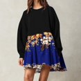 thumbnail image 1 of DecSea Robe Chandail en Molleton Patchwork Surdimensionnée pour Femmes Manches Longues Épaules Tombantes Col Rond Plissé Robe Mini à Blocs de Couleur, 1 of 5