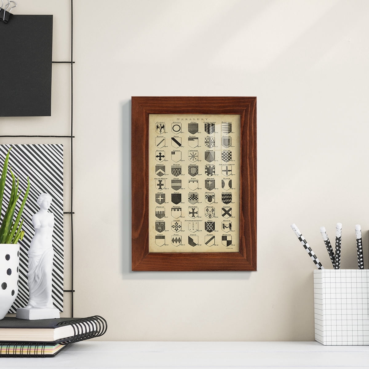 Vintage Heraldry I -Framed Print w/glass-Chestnut