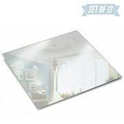 8 Inch Square Mirror Candle Plate with Round Edge set of 12