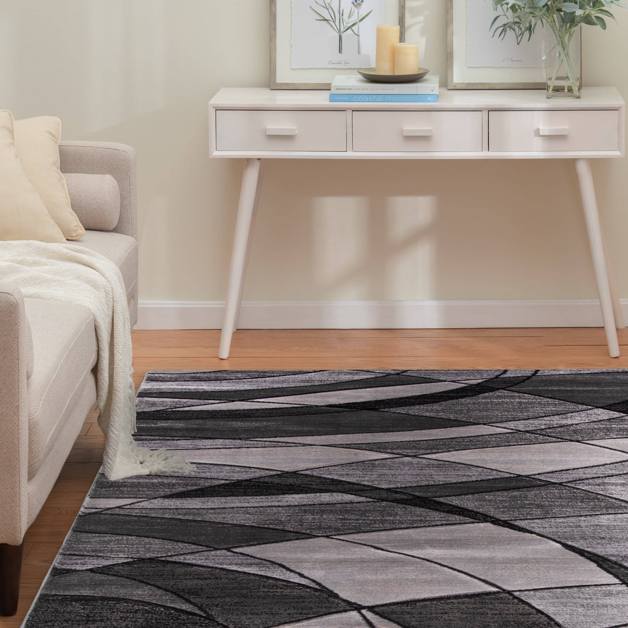 (2 pack) Better Homes & Gardens Gray Abstract Indoor Area Rug, 4'x5'4"