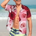 thumbnail image 7 of Kll Men'S Hawaiian Shirt Short Sleeve Button Down Beach Shirts-Rose, 7 of 7