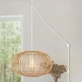 thumbnail image 6 of JONATHAN Y Leo 17.5" 1-Light Farmhouse Coastal Rattan 180" Cord Plug-In or Hardwired LED Pendant, Brown, 6 of 10