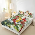 thumbnail image 4 of Manfei Christmas Cardinal Bird Twin Sheet Sets,Merry Xmas Twin Fitted Sheet,Red Yellow Green Flat Sheet For Girls Kids,Super Cozy Room Decor,3-Piece, 4 of 7