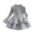 thumbnail image 4 of mgoYE Girls Long Sleeve Autumn Winter Knit Sweater Christmas Dress Casual Wear(Grey,5-6 Years), 4 of 9