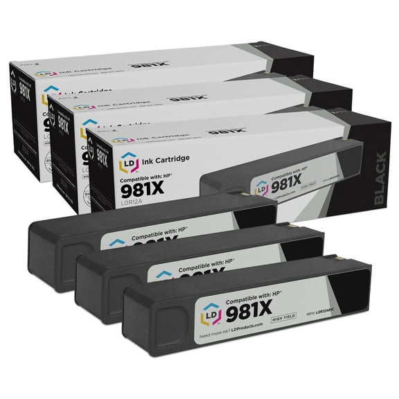LD Products Compatible Replacement for HP 981X L0R12A High Yield Black Ink 3-Pack