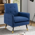 thumbnail image 5 of Gymax 2 Pieces Accent Chair Upholstered Armchair w/ Tufted Back & Metal Legs Blue, 5 of 10