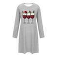 thumbnail image 6 of Fengactive Nightgown for Women Christmas Wine Glass Print Cute Long Sleeve Loose Crewneck Nightshirts Sleepwear, 6 of 6