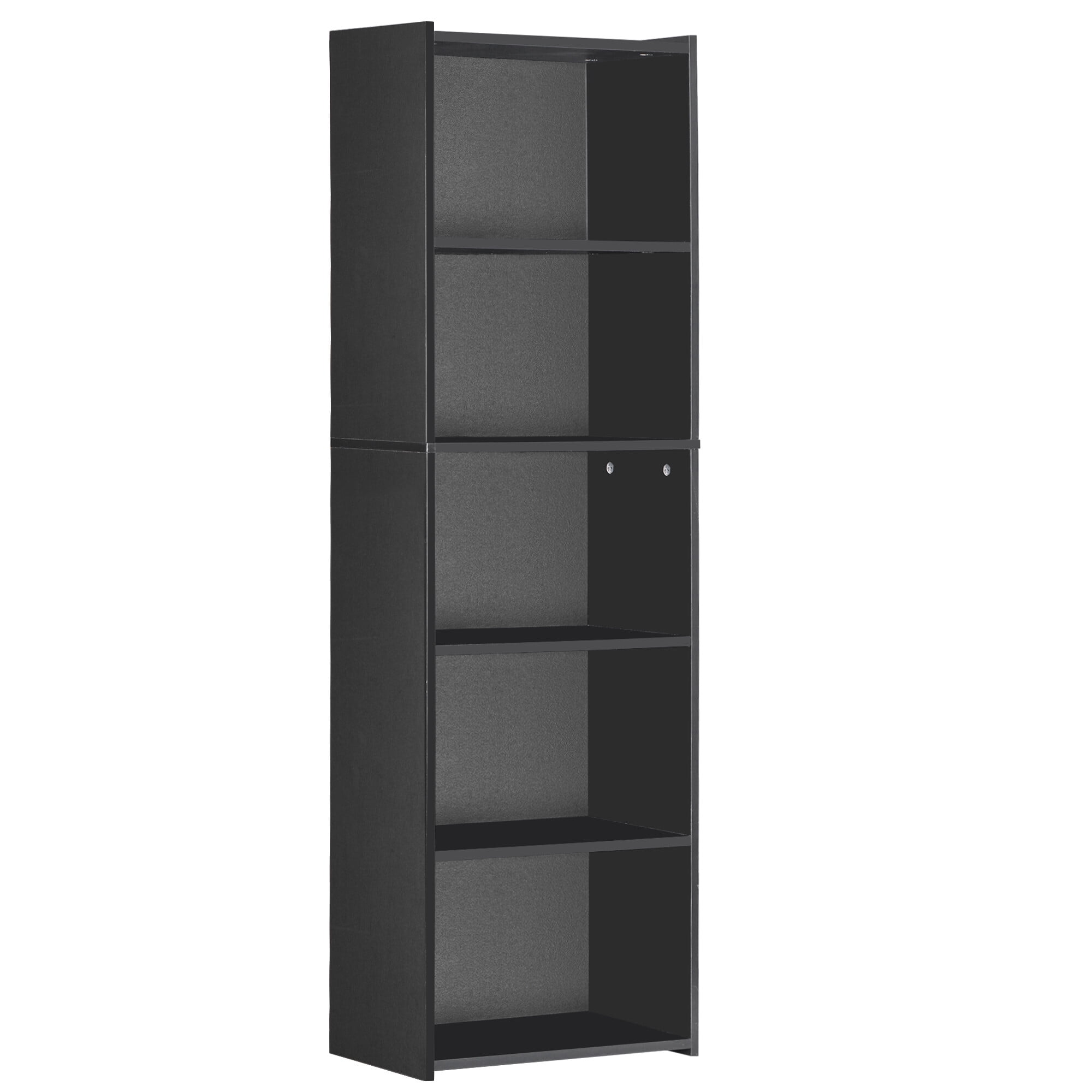 ZenSports 5-Shelves Narrow Bookcase Small Open Modern Bookshelf Adult Kids Storage Organizer Black