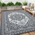 thumbnail image 1 of Garvee Outdoor Rug 9'x12' Waterproof Reversible Plastic Straw Rug, Indoor Outdoor Rug for Patio RV Camping Balcony Deck Backyard, Grey & White, 1 of 9