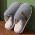 thumbnail image 2 of Luxalzxs Fuzzy Slippers Women Slip-on Bedroom Slippers, Closed Toe Winter Warm House Shoes Soft Plush Indoor Outdoor Memory Foam Slippers Non-Slip Cute House Slippers for Cold Weather, 2 of 5