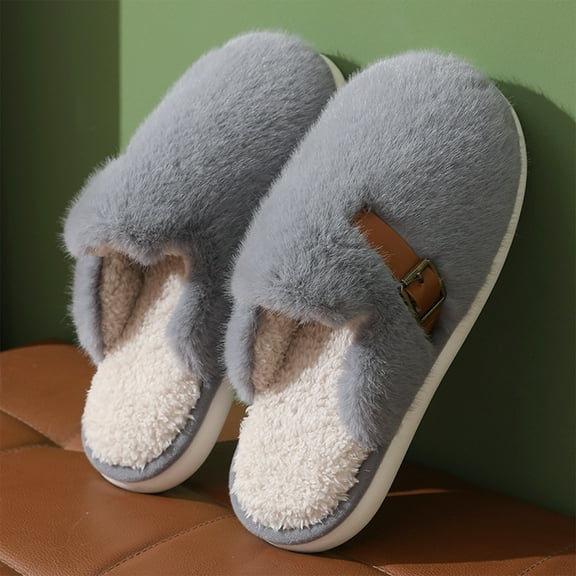 XEOVHV Warm Cotton Shoes,Women's Thermal Slippers Soft And Comfortable Furry Warm Fleece Lined Slippers With Non-slip Grippers, Women's Home Bedroom Slippers